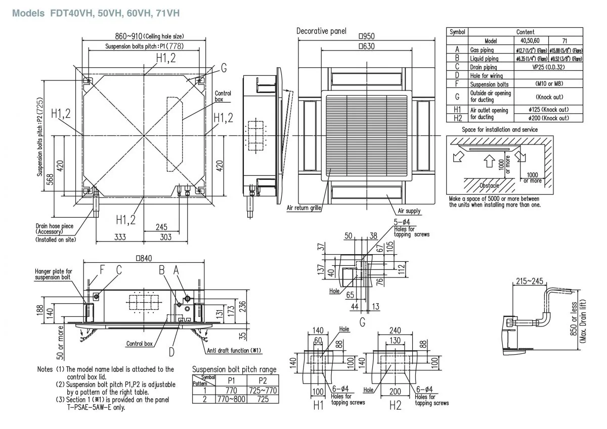 Schema tehnică FDT140VSXTVH