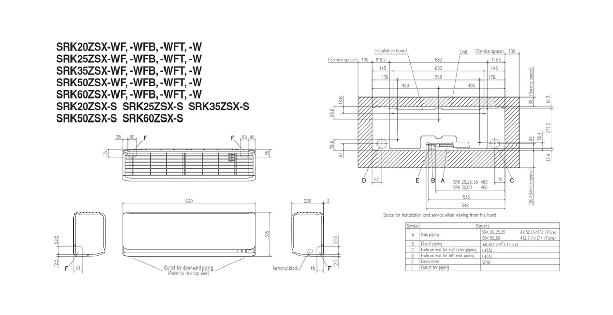Schema tehnică SRK25ZSX-WF / SRC25ZSX-W